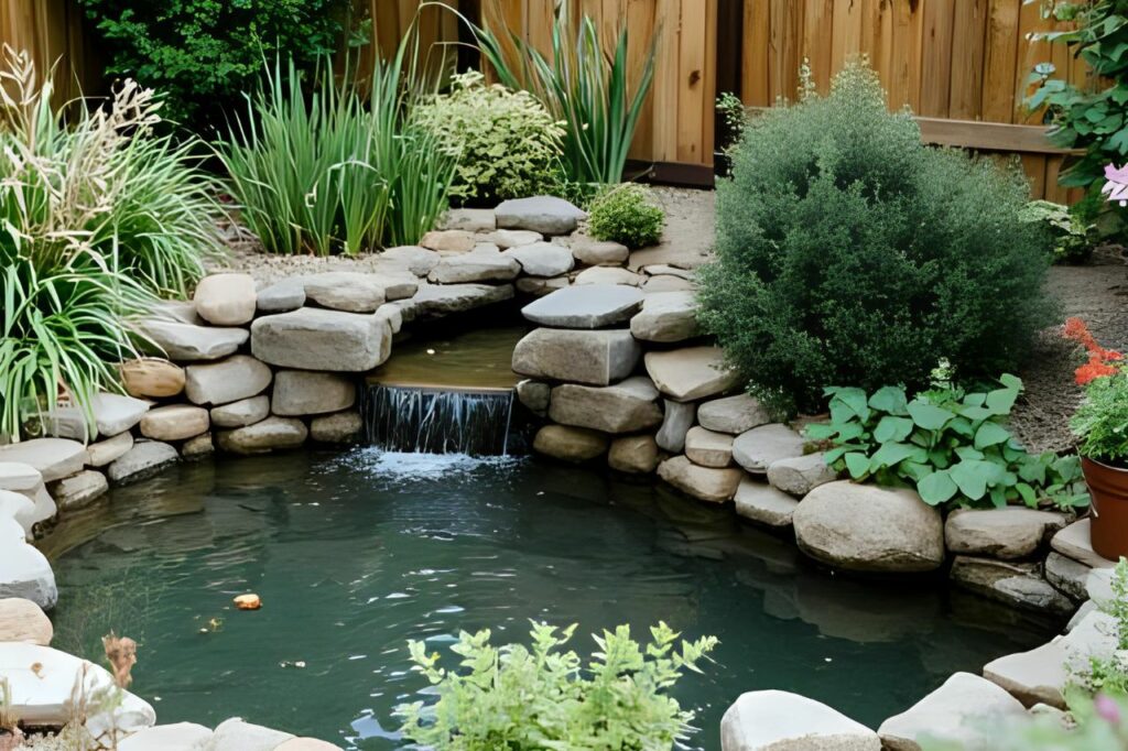 bassin de jardin avec cascade